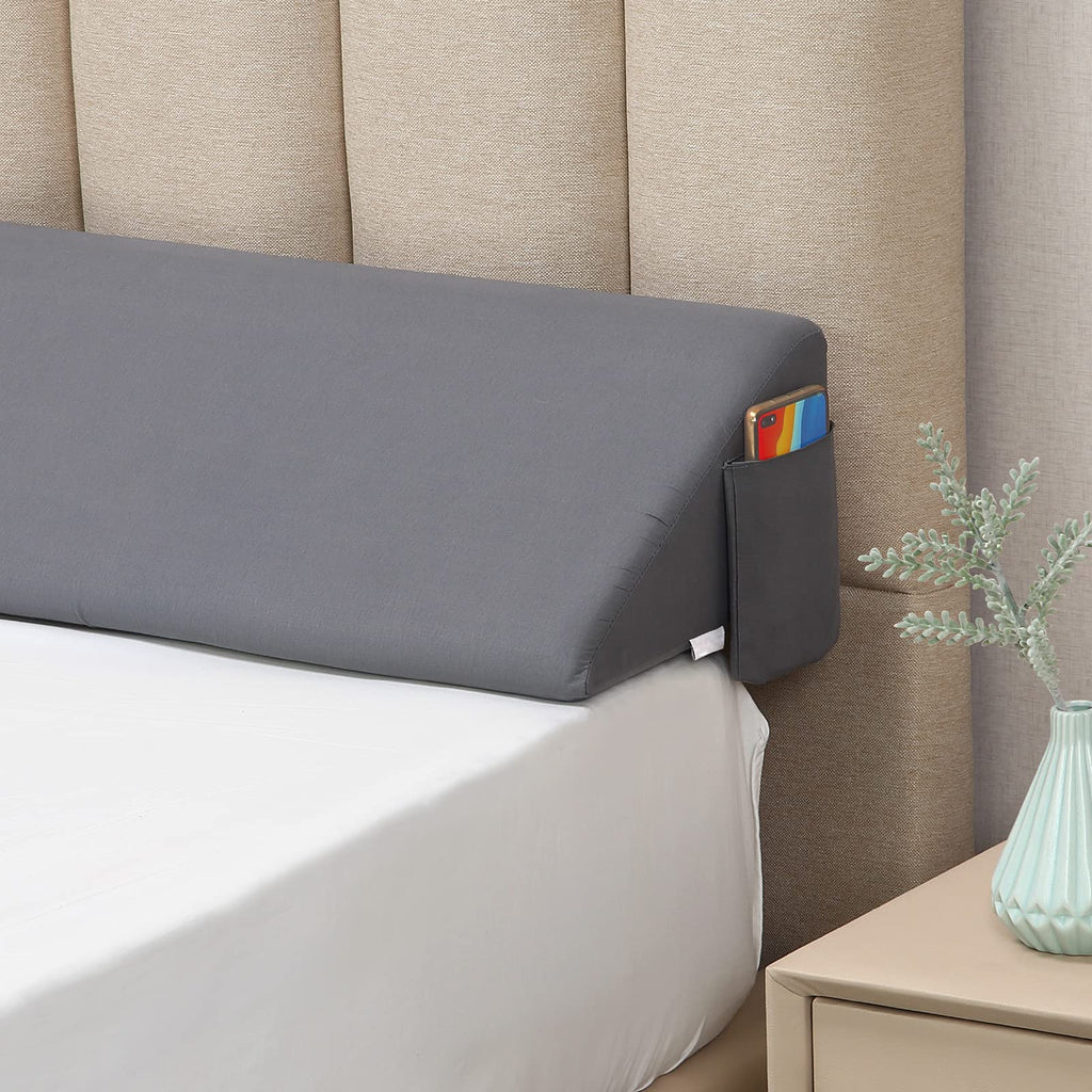 Vekkia Full Size Bed Wedge Pillow/Headboard Pillow Wedge/Mattress Wedge,Bed Gap Filler to Close Gap (0-6") Between Headboard and Mattress (Gray 54"x10"x6")