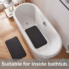 Yanzifly Bathtub Mat Non Slip Bath Mat for Tub Silicone Soft & Safe, Bath Tub Mat Non Slip Shower Mats, Suction Cups Bath Tub Anti Slip Matt for Kids Elderly Non Toxic, Machine Washable- Black