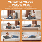 BIEEZZK Leg Pillow Elevation Blood Circulation, Pillow for Legs Pain Relief, Leg Wedge Pillow for After Surgery, Swelling, Leg Elevating Pillows with Cover and Handle, 23.6×16.8×8 Inch, Dark Grey