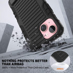 E-Tree for iPhone 15 Case, with Crossbody Strap and Stand, Protective Shockproof Hard Phone Case Black, Perfect for Go Outside and Kid Elderly