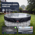 LXKCKJ 8 Ft Round Pool Cover, Solar Pool Covers for Above Ground Pools, Stock Tank Pool Covers Protector with Accessories, Round Hot Tub Cover Ideal for Waterproof and Dustproof (Black)