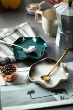 Miamolo Ceramic Spoon Holder for Stove Top, Cute Coffee Spoon Rest with Ruffled Edge for Coffee Bar, Cooking Stove Spoon Holder for Multiple Utensils, Modern Kitchen Decor Housewarming Christmas Gift