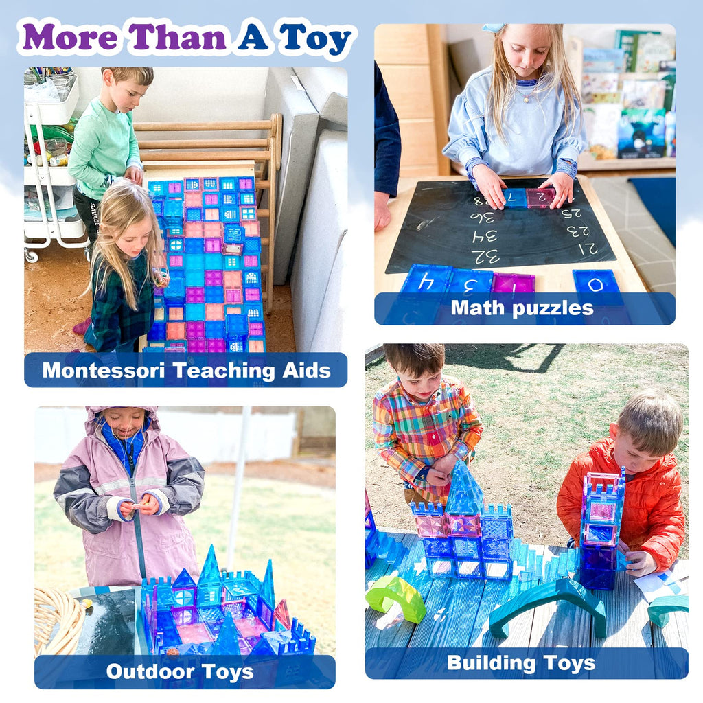 Frozen Toys for Girls Magnetic Tiles 102pcs with 2 Stairs 2 Dolls Princess Castle Building Toys Girls Toys Age 4-5 6-8 Magnetic Blocks Birthday Xmas Gifts for Girls Toys for 3 4 5 6 7 8+ Year Old