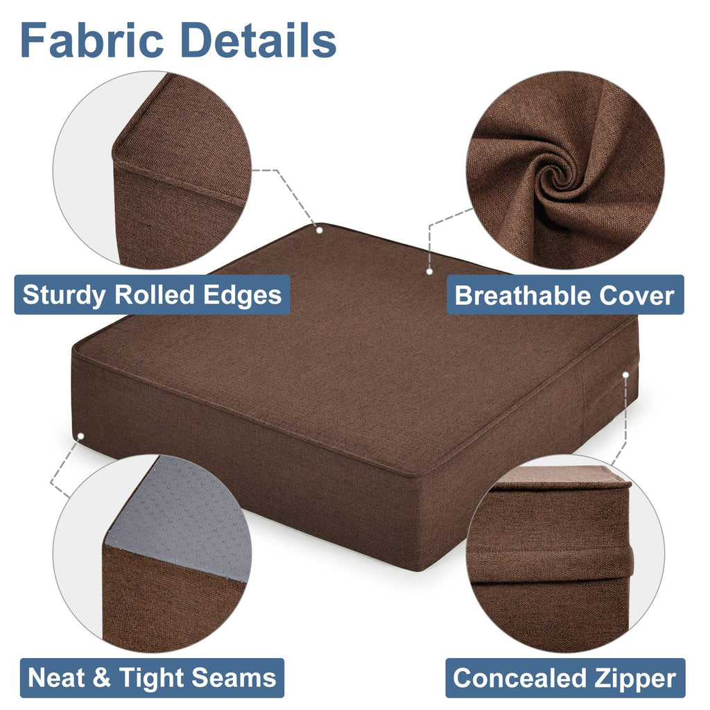 Shinnwa Gel Memory Foam Recliner Cushion for Elderly, Extra Large Seat Cushion, Dual-Layer Foam Chair Pad for Couch, Armchair, Wicker Chairs, Floor, 18 × 18 × 4in, Caramel