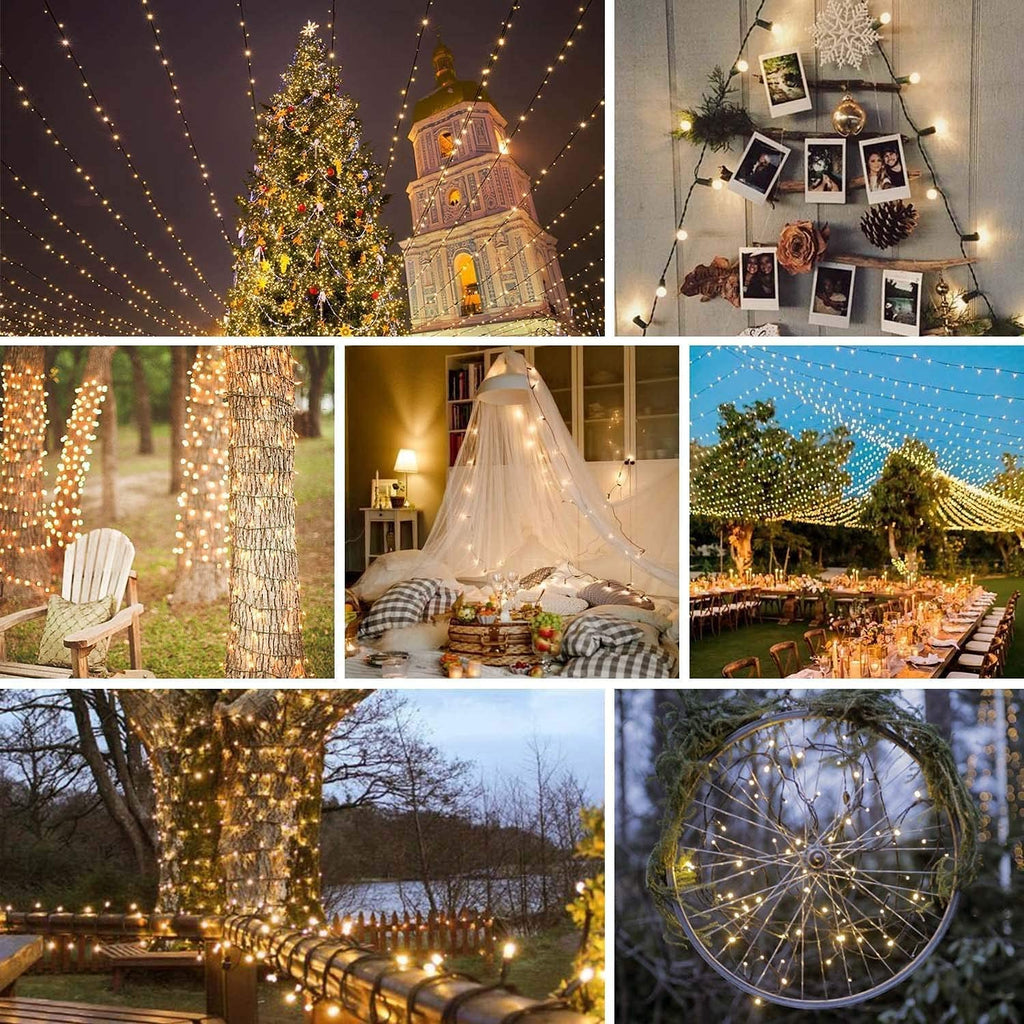 33FT 100 LED Christmas String Lights Indoor Outdoor, Memory Function & Timer & 8 Modes, UL Certified, Waterproof Fairy String Lights for Christmas Tree Holiday Party Garden Decorations (Warm White)