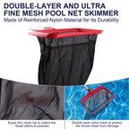 urchindj Pool Skimmer Net, Upgraded Pool Net Skimmer with Double-Layer Netting Bag, Larger Capacity Pool Nets for Cleaning Finest Debris, Thickened Frame Pool Leaf Net Reinforced with Grid Structure