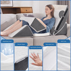 Negwoo 7PCS Orthopedic Bed Wedge Pillow Set for Sleeping, Post Surgery Foam Support Pillow for Back, Neck, Leg Pain Relief and Acid Reflux, Comfortable Adjustable Sitting Back Pillow Grey