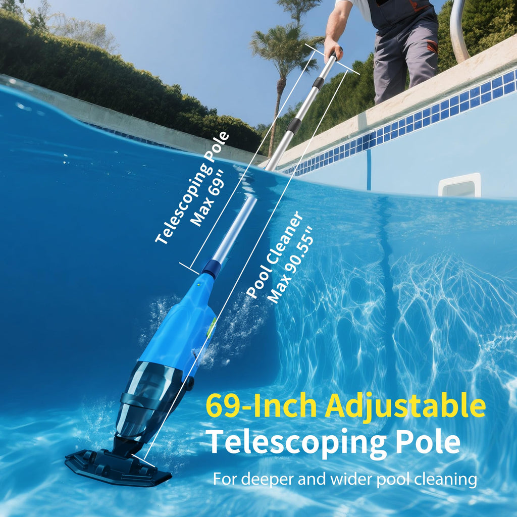 Handheld Pool Vacuum for Inground Pools,Pool Cleaner with Powerful Suction up to 15 gallons/min, Ideal for Leaves and Debris，Pool Vacuum Head for Pools Above Ground and Hot Tubs