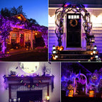Minetom Halloween String Lights Outdoor, 98 Feet 300 Led Christmas Lights with 8 Lighting Modes for Halloween Party Christmas Xmas Tree Lights Decor(Purple)