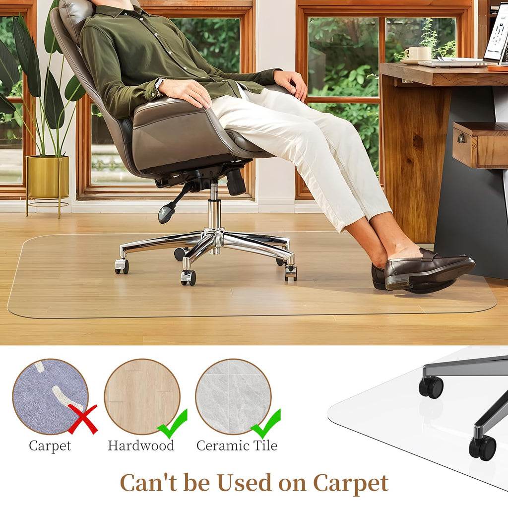 MESHDO Office Chair Mat for Hardwood Floor, 30" X 48" Desk Chair Mat for Hard Floors, PVC Clear Floor Protector for Home and Office Floor Mat - Can't be Used on Carpet