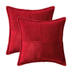 MIULEE Red Corduroy Pillow Covers with Splicing Set of 2 Super Soft Boho Striped Christmas Pillow Covers Broadside Decorative Textured Throw Pillows for Couch Cushion Livingroom 20x20 inch