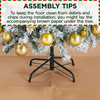 Yaheetech 4.5ft Pre-lit Artificial Christmas Tree with Incandescent Warm White Lights, Snow Flocked Full Prelighted Xmas Tree with 340 Branch Tips, 150 Incandescent Lights & Foldable Stand, White