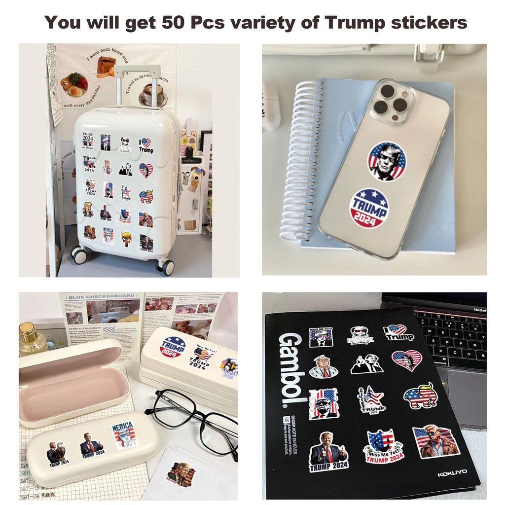 2 PCS Trump Hat 50 Pcs Trump Stickers Set Trump 2024 MAGA Hat 45-47 Make America Great Again Hat Adjustable Baseball Cap with Donald Trump Stickers