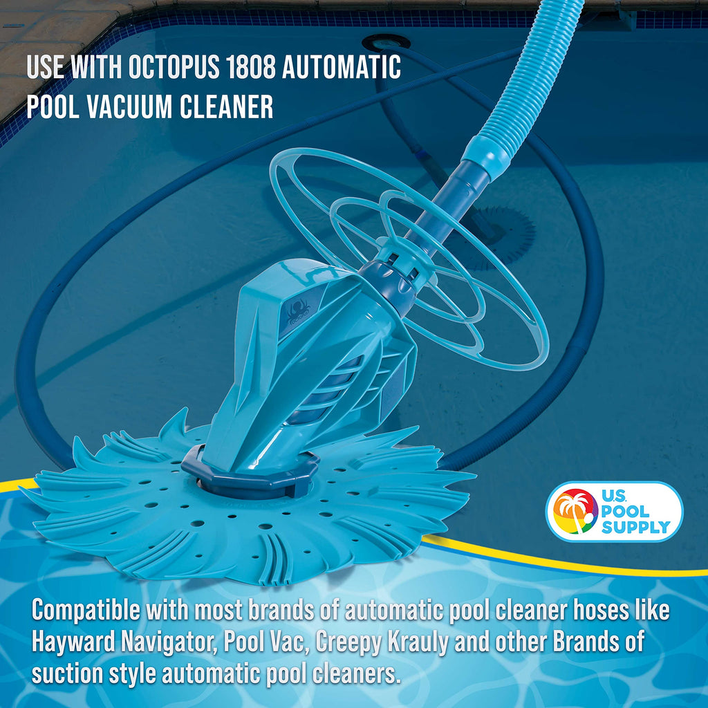 U.S. Pool Supply Pool Vacuum Hose, 8 Piece Pool Hose Set - 40" Teal Flexible Spiral Wound Connector Sections with 1.5" Male & Female Cuff Ends, Replacement Fits Most Inground Automatic Cleaner Brands
