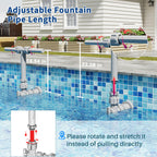 2026 Dual Spray Pool Fountain, 2-in-1 Retractable Height 360° Adjustable Waterfall Sprinkler Fountain, High-Pressure Pool Spray Fountain for Swimming Pool Spa Cooling, Grey