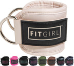 FITGIRL - Ankle Strap for Cable Machines and Resistance Bands, Work Out Cuff Attachment for Home & Gym, Booty Workouts - Kickbacks, Leg Extensions, Hip Abductors, for Women Only (Beige, Pair)