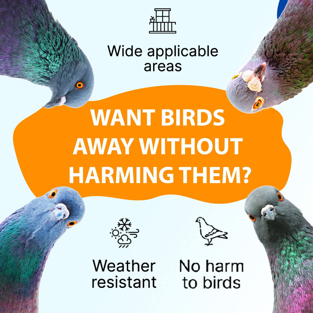 Petslandia Bird Deterrent System - Polycarbonate UV Resistant Pigeon Deterrent, Cruelty-Free Pigeon Proof, Long Lasting, Suitable for Balconies, Patios and Outdoors (78 in)