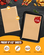 200-Pack Parchment Paper Sheets 12x16 Inch | Unbleached Natural Brown Baking Paper for Oven, Air Fryer & Grilling | Precut, Non-Stick, Greaseproof Half Sheet Pan Liners