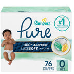 Pampers Pure Baby Diapers, Size 0 (>10 lbs), 76, Up to 100% Leakproof, Premium Hypoallergenic Soft Diapers