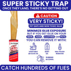 Fly Strips Indoor Sticky Hanging 24pk with Pins. Non Toxic Outdoor Fly Trap Indoor for Home. Flies Tape Paper Trap Ribbon Roll for House Gnat Fruit and Housefly. Bug Catchers for Inside Home Flypaper.