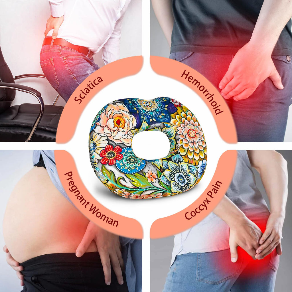 gswirmchsq Donut Pillow for Tailbone Pain, Hemorrhoid Pillow for Sitting, Memory Foam Donut Hemorrhoids Seat Cushion for Tailbone Pain Relief & Women Postpartum Pregnancy