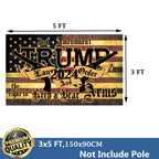 Trump 2024 2nd Second Amendment Flags Double Sided 3x5 Outdoor-Tea Stained Law and Order Guns Donald Trump American Flag Vintage Banner Heavy Duty 3 Ply with 2 Brass Grommets