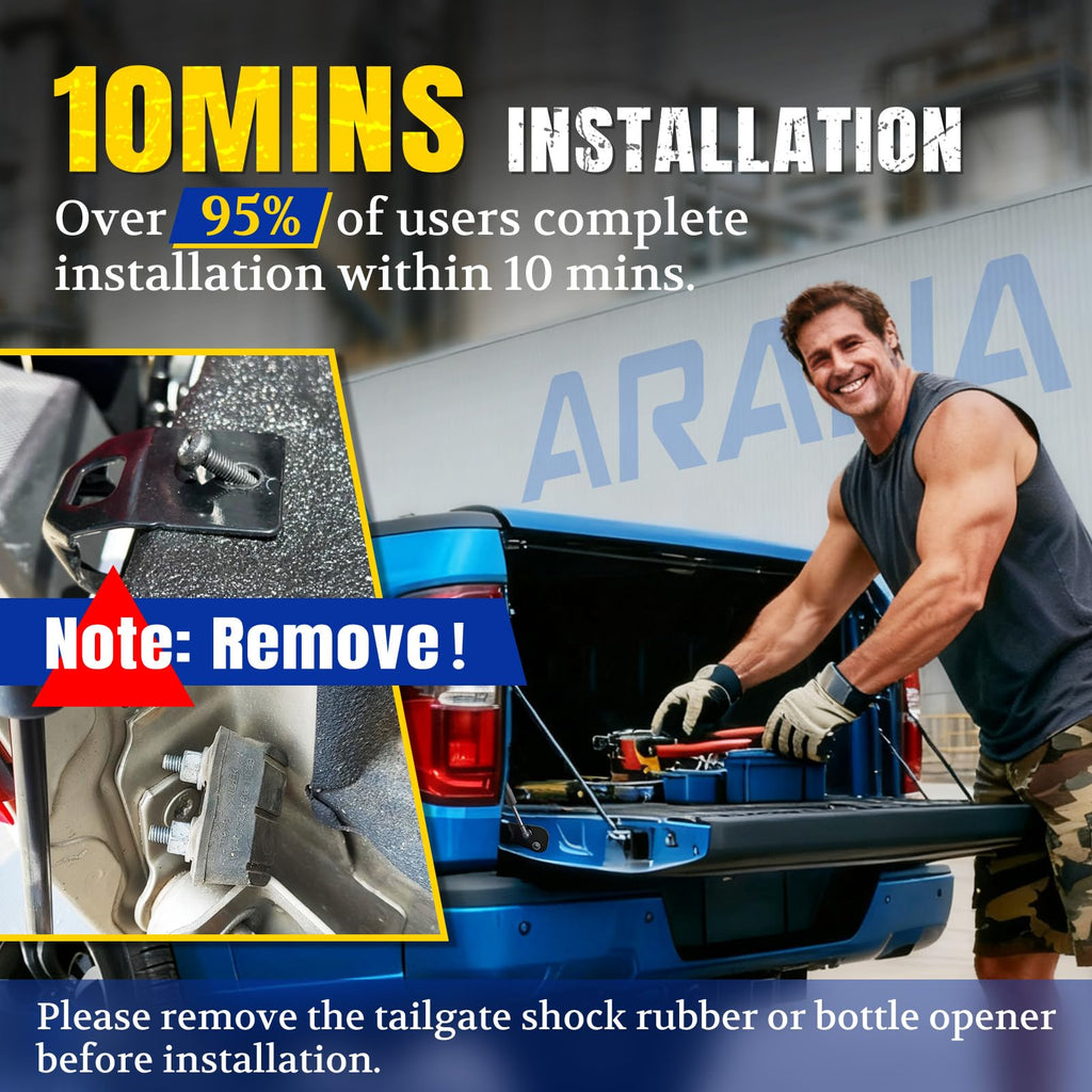 ARANA Tailgate Assist Shock for F250 F350 F450 Super Duty 2017-2026, Tail Gate Accessories Slow Drop Damper Kit for Ford F-250 F-350 F-450 XL XLT LARIAT King Ranch Platinum(No-drill Installation)