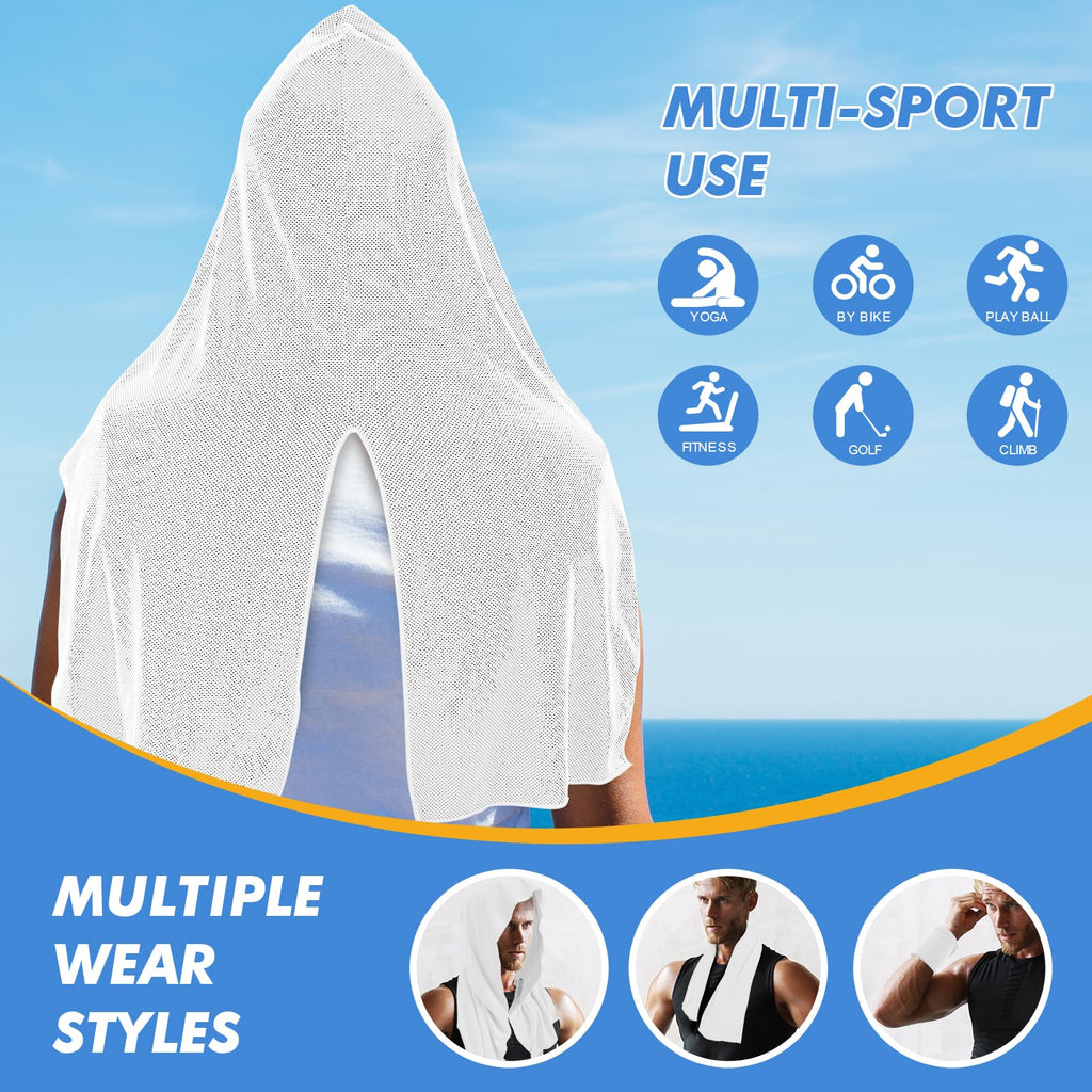 Cooling Hoodie Towels for Neck and Face, UPF 50 Sun Protection & Instant Cooling, Ice Towels for Hot Weather, Soft Breathable Towel for Sport, Work Out, Gym, Camping & More Activities
