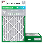 Filterbuy 16x25x4 Air Filter MERV 8 Dust Defense (2-Pack), Pleated HVAC AC Furnace Air Filters Replacement (Actual Size: 15.50 x 24.50 x 3.63 Inches)