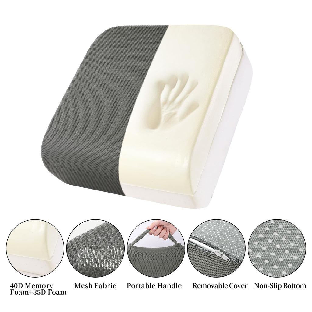 MABOZOO Extra Thick Chair Cushions,Office Chair Booster Seat Cushion to Raise Seat Height for Pain Relief,18 x 16 x 6 inch Non Slip Memory Foam Thick Cushion with Carry Handle（Dark Grey）