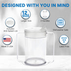 Providence Spillproof 12oz Adult Sippy Cup with Handles - Independence Sip Cups for Adults with Limited Mobility - Handicap Cups for Elderly Care - Made in the USA - PSC 50-3 Pack