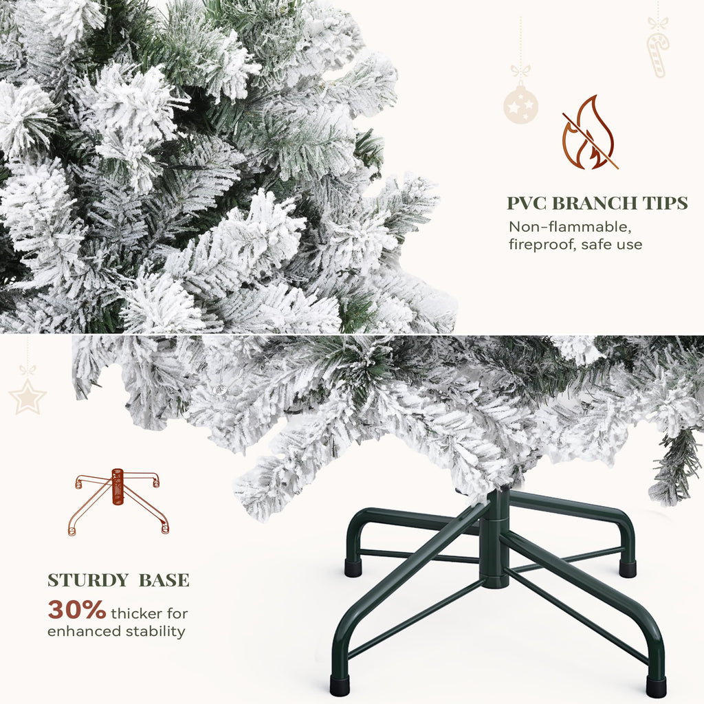 YITAHOME Prelit Snow Flocked Artificial Full Christmas Tree 6ft with Remote Control, Christmas Pine Tree with 11 Light-Modes, 1000 Branch Tips, and Foldable Base for Home, Party Decoration