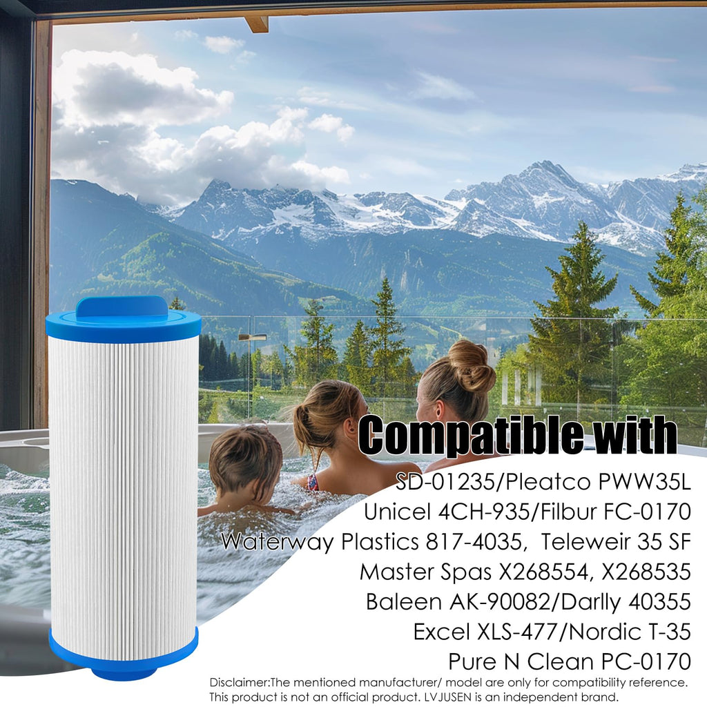 LVJUSEN Spa Filter Replaces PMA-R3 X268548 Master Spa Filter/Nordic Retreat Spa Filter/Pleatco PWW35L/Unicel 4CH-935, Fits Most Clarity, Healthy Living Spas- 1 Pack