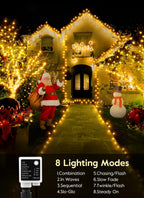 Minetom Christmas Lights, 128ft 400 LED Outdoor Christmas Tree Lights with Remote, 8 Modes Christmas String Lights Plug-in Mini Xmas Tree Lights with Timer for Outside Party Decor, Warm White