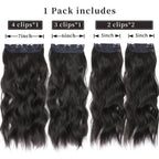 Black Hair Extensions, 20 Inches Soft Synthetic Curly Hair Extensions Clip ins (Color: Black)