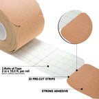 Precut Kinesiology Tape Bulk - 3 Pack Rolls for Knee, Shoulder, Wrist, Muscles, Ankle - Designed to Support Athletic Performance, Sports Kt Pain. Waterproof, Kinesio Guide - Rock Tex Black