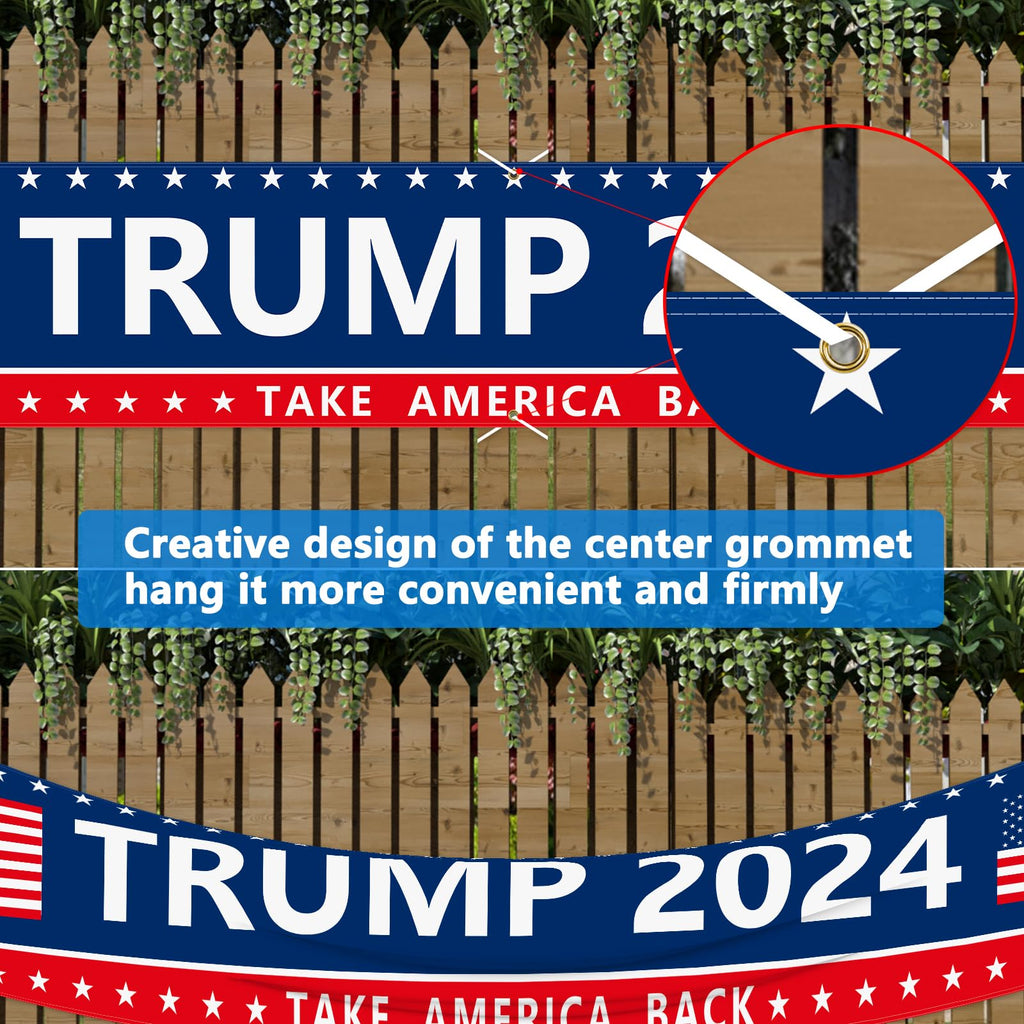 Probsin Trump 2024 Banner 120" x 20" Decorations Take America Back Blue Red Star America Yard Sign Flag Party Supplies Photo Backdrop Poster Hanging Outdoor Gate Decor Fence Door Indoor Wall