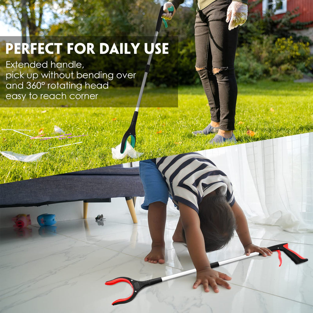6 Pack Grabber Reacher Tool for Elderly, 32" Foldable Pick up Stick Grabber Long Handy Mobility Aids Lightweight Reaching Tool for Trash Claw Pick up Stick Arm Extension Litter Picker, 5 Color