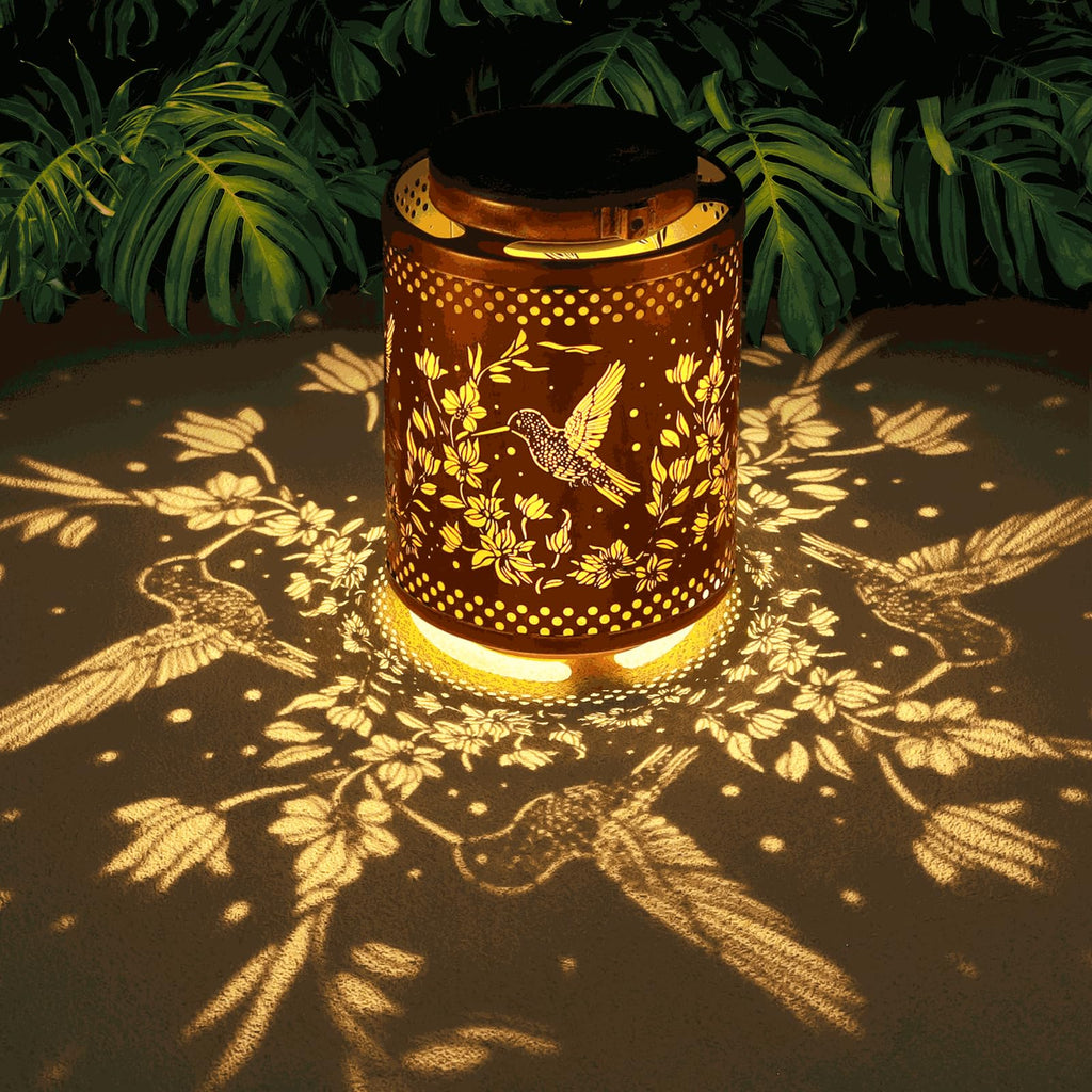 Hummingbird Solar Lanterns Garden Decor Birthday Gifts for Women Mon Grandma Metal Hanging Solar Lights Waterproof Outdoor Decoration for Outside LED Lanterns for Yard Patio Lawn Pathway Landscape