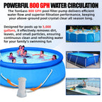 TonGass 800 GPH Pool Filter Pump for Above Ground Pools, Powerful Circulation System with Filter Cartridge, GFCI Safety Protection, Easy to Install Pool Pump for Pools up to 5000 Gallons