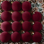 Liliful 15 Pcs Velvet Christmas Balls Bulk Flocked Christmas Tree Ball Ornaments Plastic Xmas Decorative Hanging Ornaments (Burgundy)
