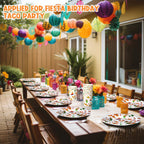 Sunnychicc 400 Pcs Mexican Party Supplies Fiesta Disposable Paper Plates Napkins and Cups Mexican Tableware Decorations for Cinco de Mayo Birthday, Taco Party (Bright)