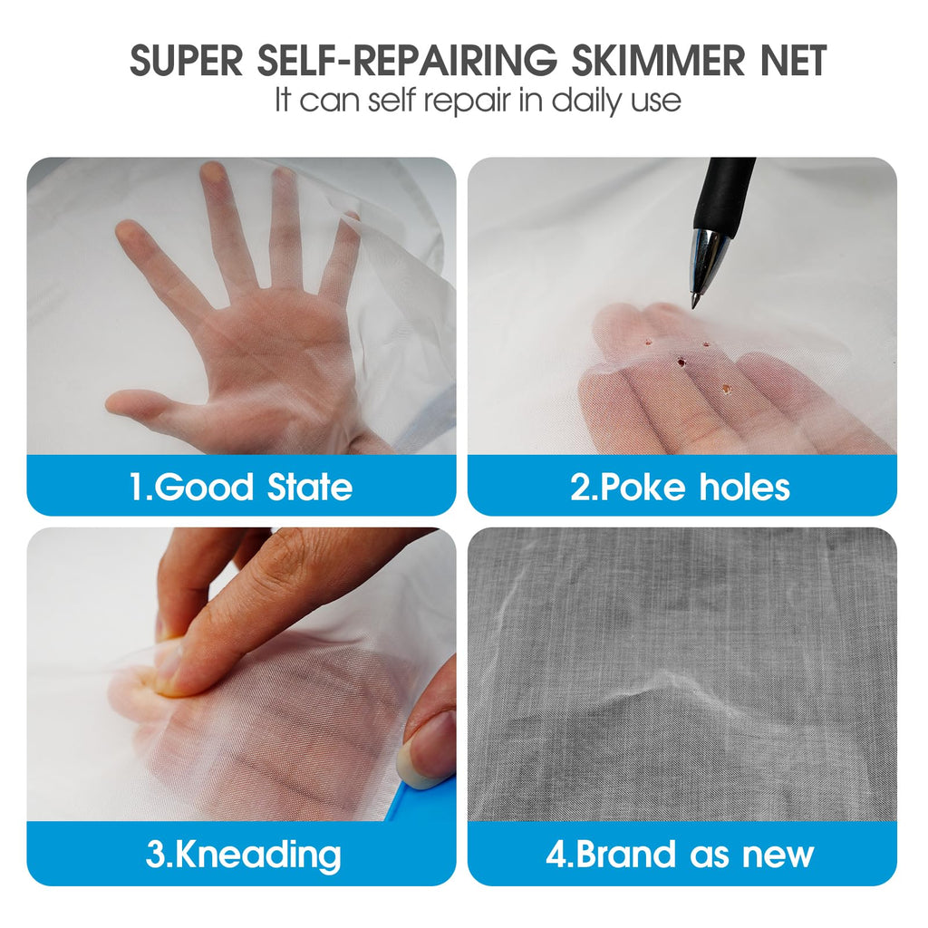 TidyMister 20'' Ultra Fine Mesh Pool Skimmer Net Rake for Sand Silt Pollen Debris - Super Extra Fine Nylon Cleaning Pool Net for Above Ground & In-ground Swimming Pools
