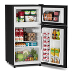 Tehanld Double Door Refrigerator with Freezer, 3.5 Cu.Ft, Small Fridge with Freezer, 7 Settings Temperature Adjustable, Mini Refrigerator for Office and Apartment Bedroom Dorm(3.5 Cu.Ft, Black)