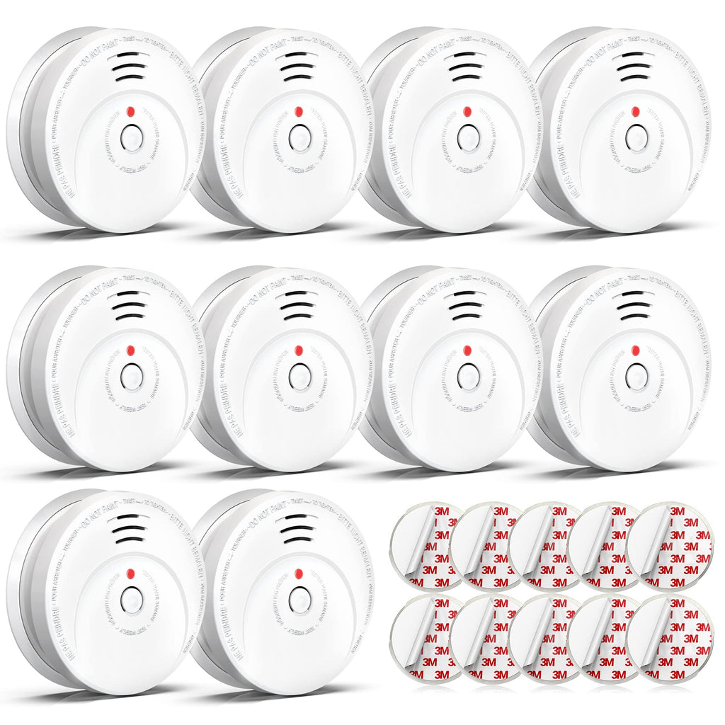 Jemay Smoke Detector, Smoke Alarm with Advanced Photoelectric Technology, Smoke Detector with Test Button and Low Battery Reminder, Fire Alarm with Battery Backup Used in Home, AW106, 10 Packs