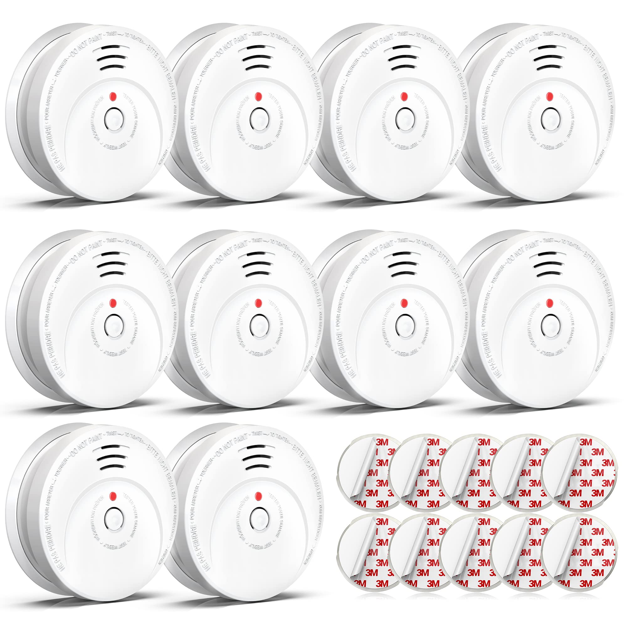 Jemay Smoke Detector, Smoke Alarm with Advanced Photoelectric Technology, Smoke Detector with Test Button and Low Battery Reminder, Fire Alarm with Battery Backup Used in Home, AW106, 10 Packs