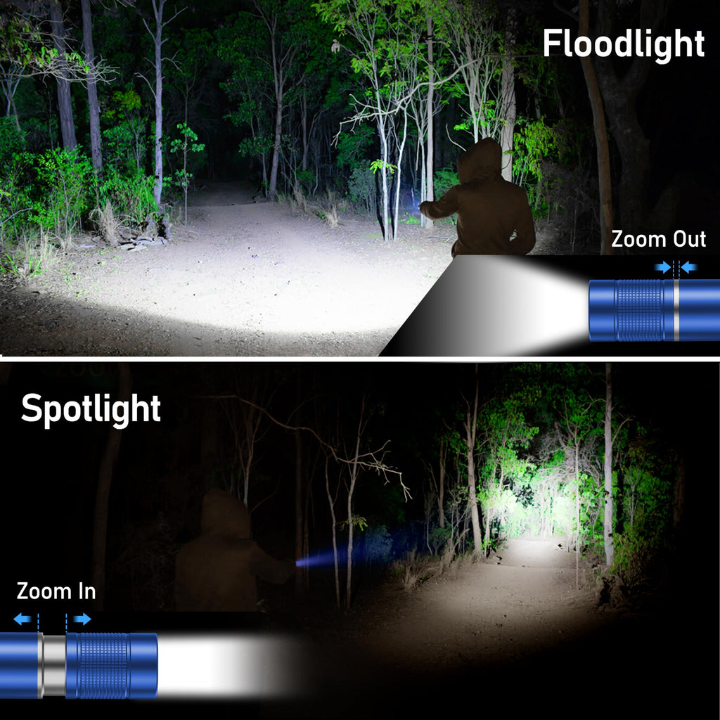 Flashlight Rechargeable,2000L High Lumens Flashlight,Super Bright Small LED Flash Light-Zoomable,Adjustable Brightness,Long Lasting for Camping,Outdoors,Christmas Gifts Men&Women-Blue