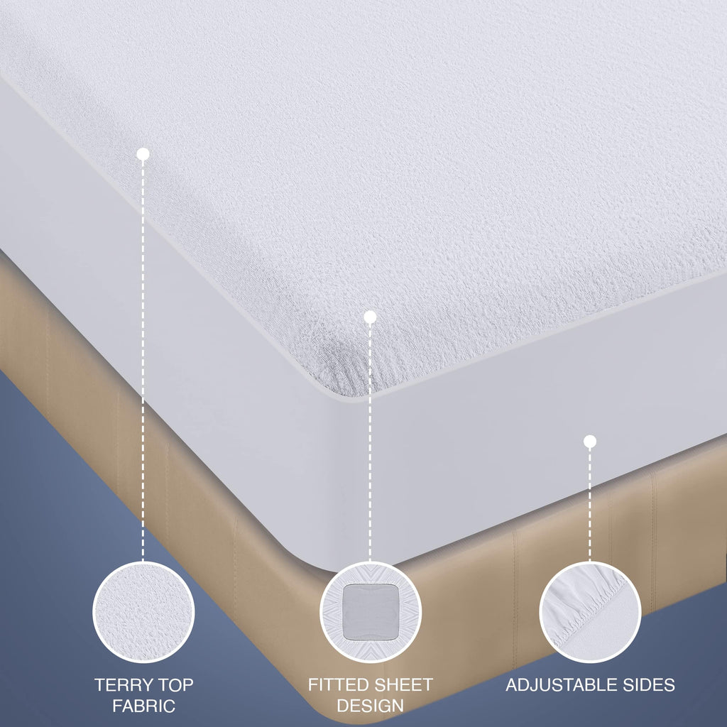 Utopia Bedding Waterproof Mattress Protector Full Size, Premium Terry Mattress Cover 200 GSM, Breathable, Fitted Style with Stretchable Pockets (White)