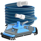 UIRWAY Upgrade Pool Vacuum Head with Side Brush & 360° Swivel Cuff, Heavy Duty Manual Kink-Resistant 1-1/2" x 30 Ft Vacuum Hoses, Weighted Triangular Shape for Inground & Above Ground Pool(No Pole)