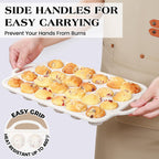 AOTASO 2 Pcs Silicone Mini Muffin Pan With Metal Frame, 24 Cups Nonstick Cupcake Tray for Baking, Small Muffin Molds with Handles (Cream)